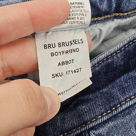Warp + Weft Bru Brussels Boyfriend Jeans Medium Wash Women’s Size 18 Distressed - Picture 5 of 9